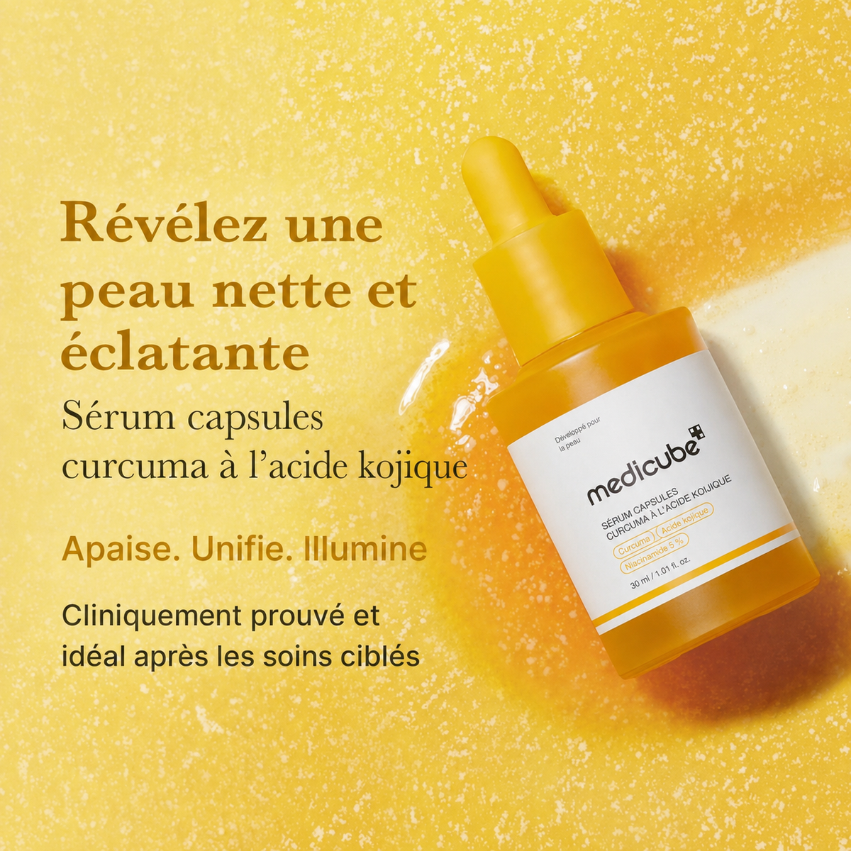Sérum Glass Skin - Anti-Teint Terne Acide Kojique, Curcuma et Niacinamide