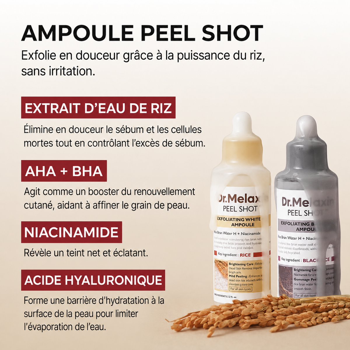 Dr Melaxin™ - Duo Peau Nette au Riz – Exfoliant Anti-Points Noirs & Pores