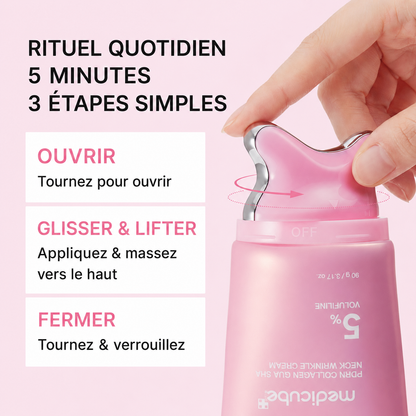 Duo Instantané anti-rides Crème et Masseur - Gua Sha au Collagène PDRN