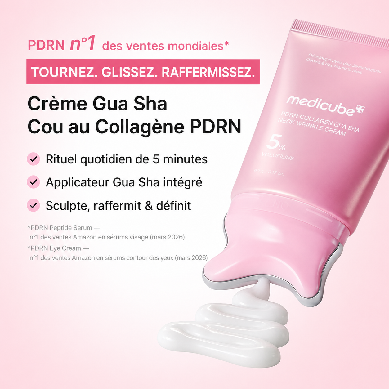 Duo Instantané anti-rides Crème et Masseur - Gua Sha au Collagène PDRN