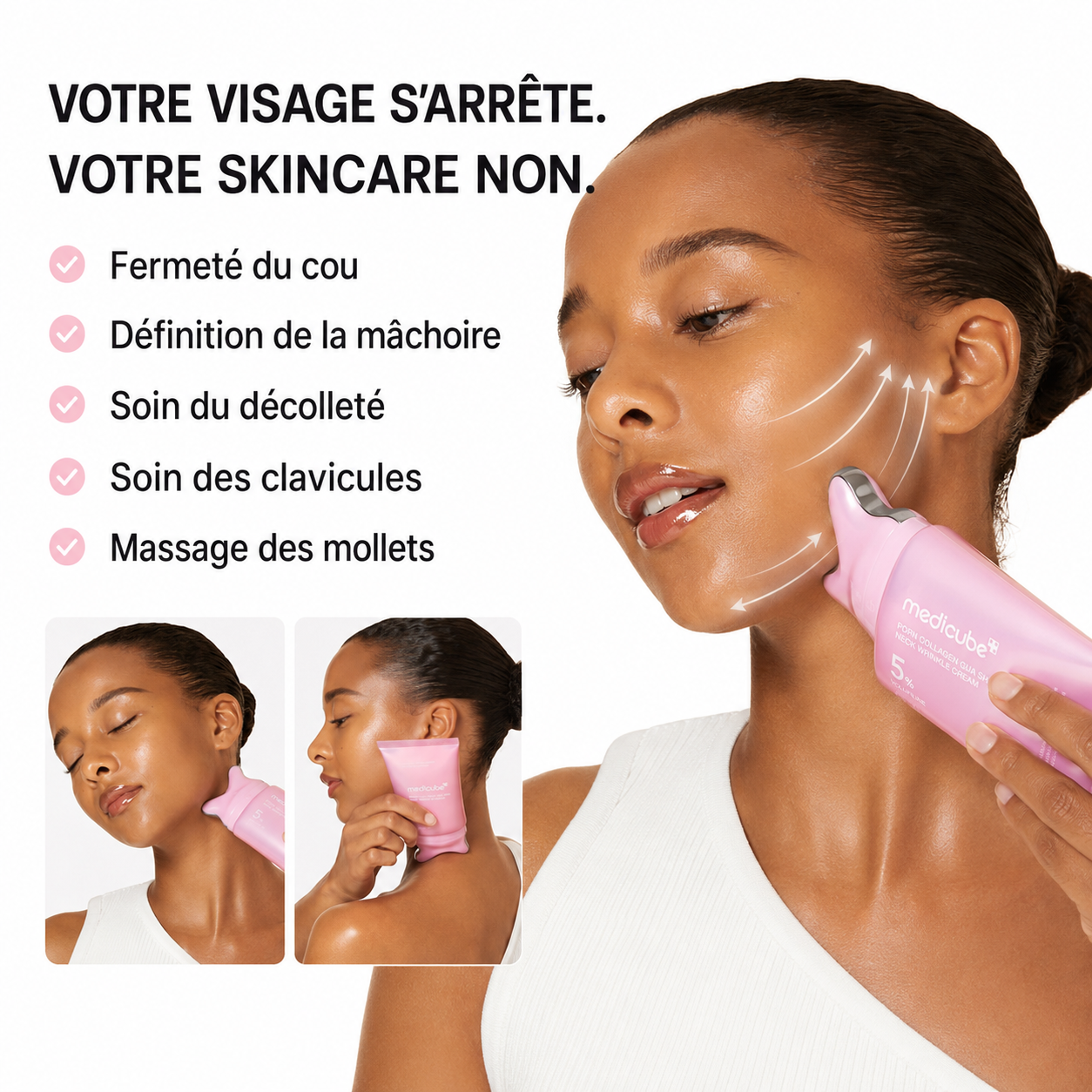 Duo Instantané anti-rides Crème et Masseur - Gua Sha au Collagène PDRN